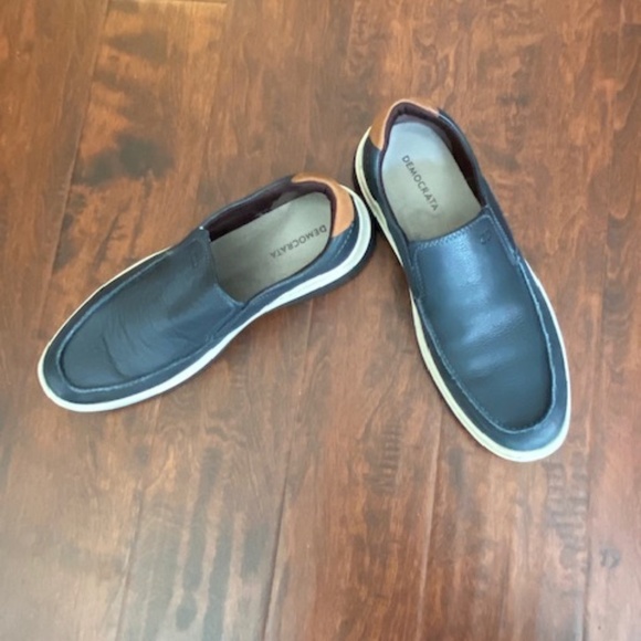 Democrata Brazil Mens Casual Navy Blue Leather Shoes Size 11.5 - Picture 4 of 11